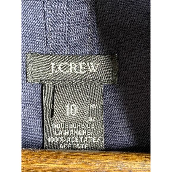 J Crew Trench Coat Womens Size 10 Navy Blue Hooded Snap/Zip Mid Length Cotton - Picture 4 of 13